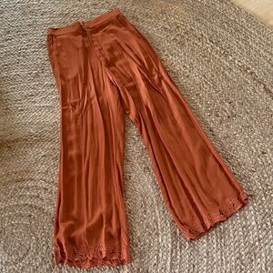 Rust Orange Lace Hem Skirt